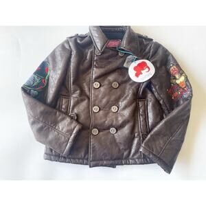 NWT Custo Barcelona Kids Brown Faux Leather Jacket Size 8